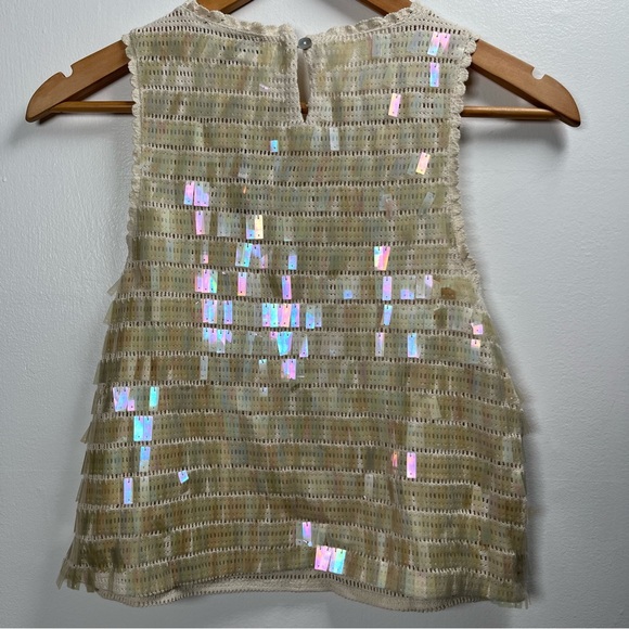 J.Crew Crochet Sequin Tank Top Scalloped Trim Size XS,S, M New Natural - Picture 5 of 16